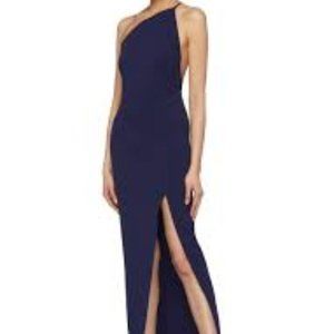 One Shoulder Navy Maxi Dress